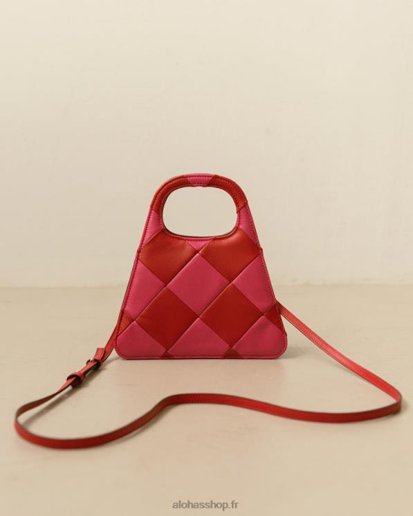 Alohas Women The A Scacchi - Red and Pink Checkered Handbag Scacchi Lipstick Red Magenta 04X4R1074