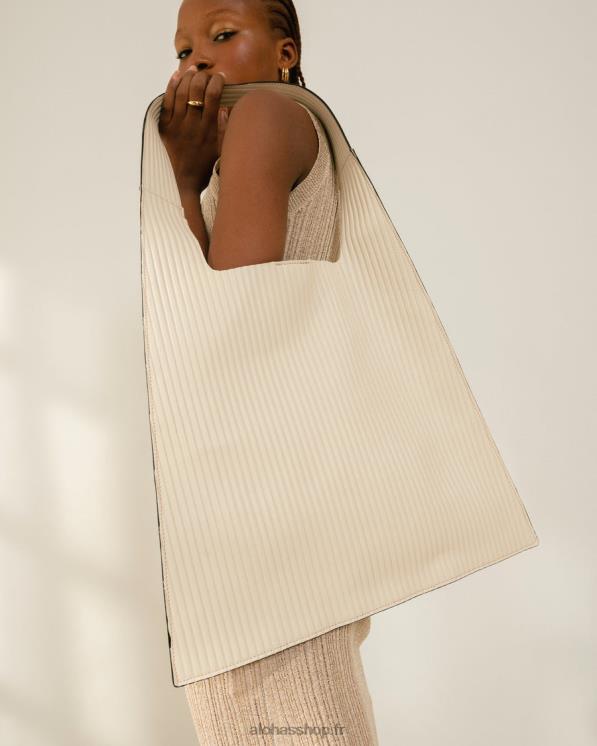 Alohas Women The L Pleated - White Leather Handbag Pleated Ivory 04X4R1071