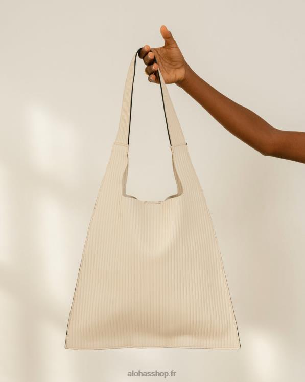 Alohas Women The L Pleated - White Leather Handbag Pleated Ivory 04X4R1071