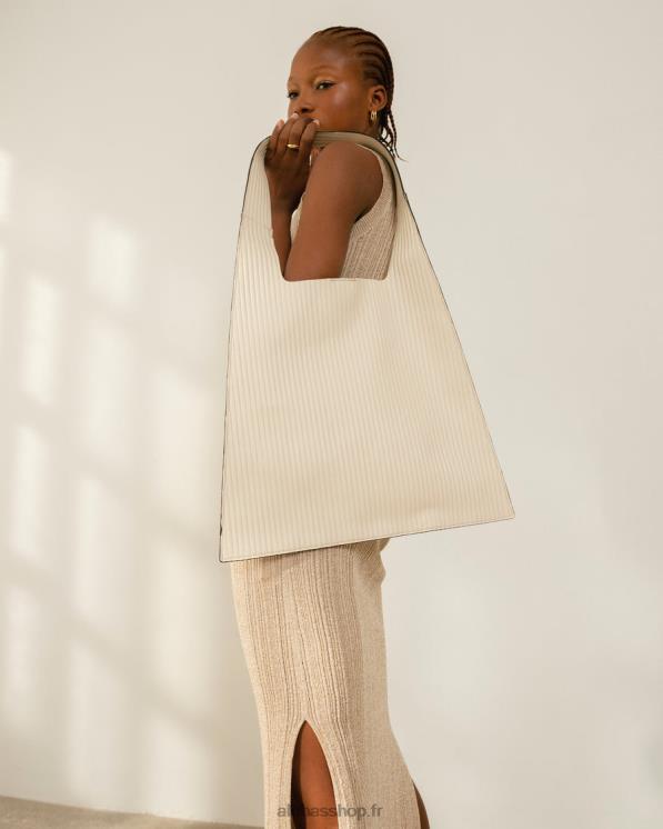 Alohas Women The L Pleated - White Leather Handbag Pleated Ivory 04X4R1071
