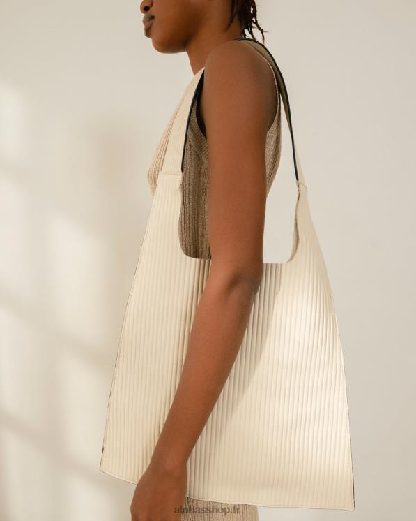 Alohas Women The L Pleated - White Leather Handbag Pleated Ivory 04X4R1071