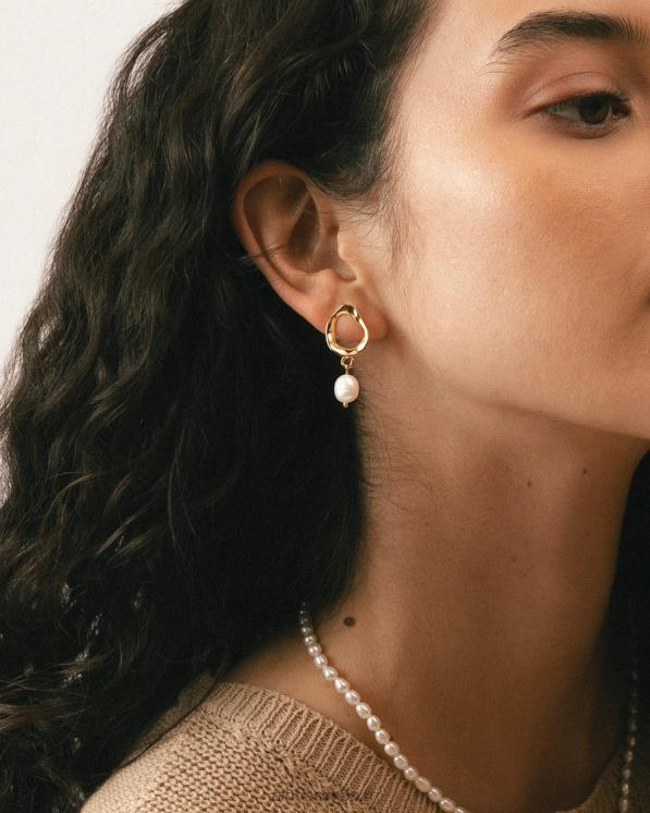Alohas Women Cocoa - Gold Pearl Earrings Gold 04X4R1073