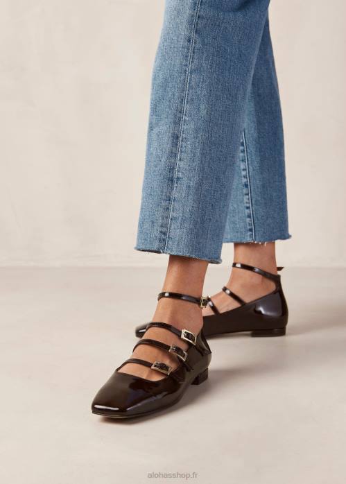 femmes brun café onix P64N2 Alohas luke - ballerines en cuir verni marron