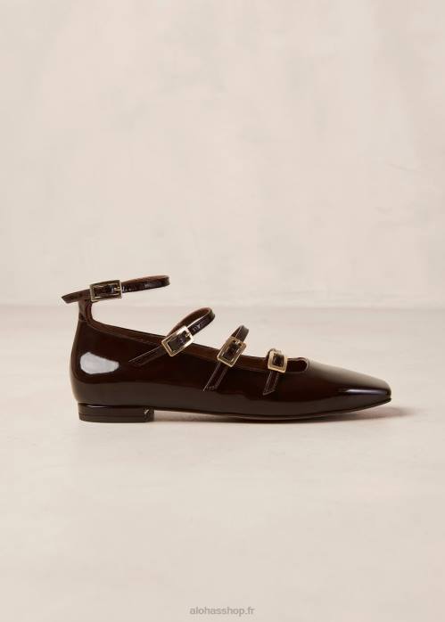 femmes brun café onix P64N2 Alohas luke - ballerines en cuir verni marron