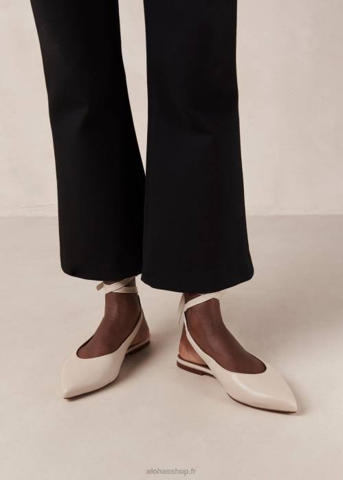 femmes crème P64N310 Alohas ruban - ballerines en cuir blanc