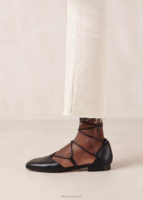 femmes noir P64N311 Alohas azurite - ballerines cuir noir