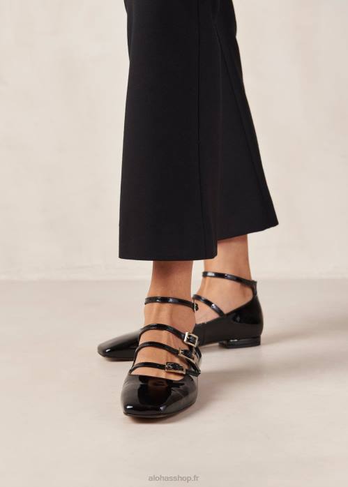 femmes noir onix P64N3 Alohas luke - ballerines en cuir verni noir