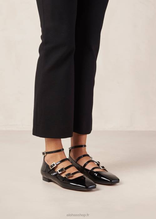 femmes noir onix P64N3 Alohas luke - ballerines en cuir verni noir