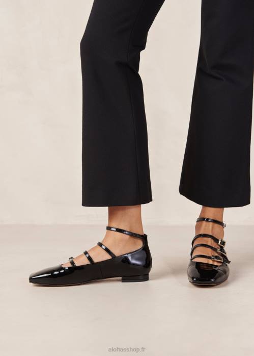 femmes noir onix P64N3 Alohas luke - ballerines en cuir verni noir