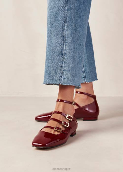 femmes vin d'onix de bourgogne P64N1 Alohas luke - ballerines en cuir verni rouge