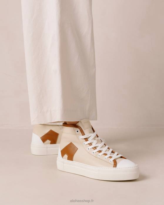 femmes biscuit P64N263 Alohas tb.35 - sneakers en cuir marron et beige