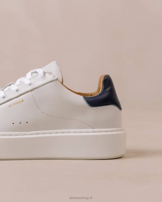 femmes bleu marine blanc brillant P64N92 Alohas tb.65 - baskets en cuir blanc et bleu