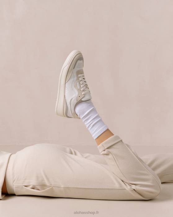 femmes brouillard P64N68 Alohas tb.87 - baskets en cuir blanc et gris