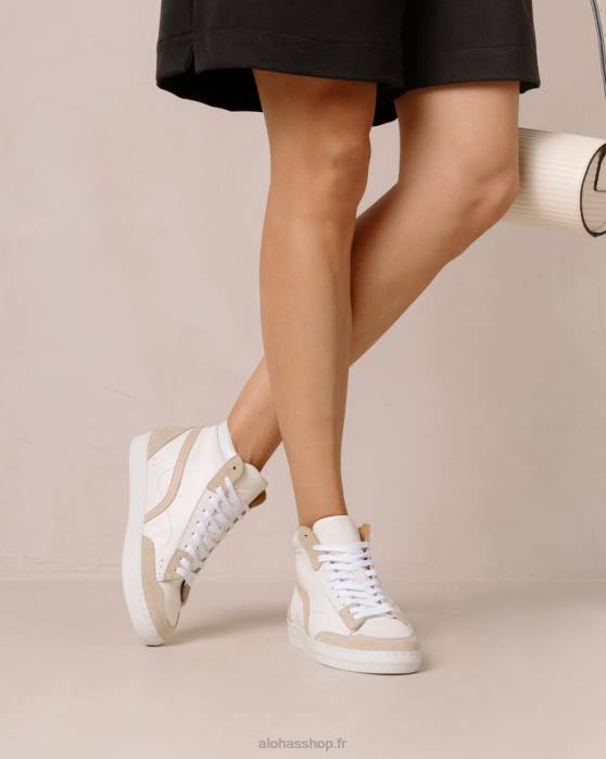 femmes carrière P64N568 Alohas tb.73 - baskets en cuir blanc et beige