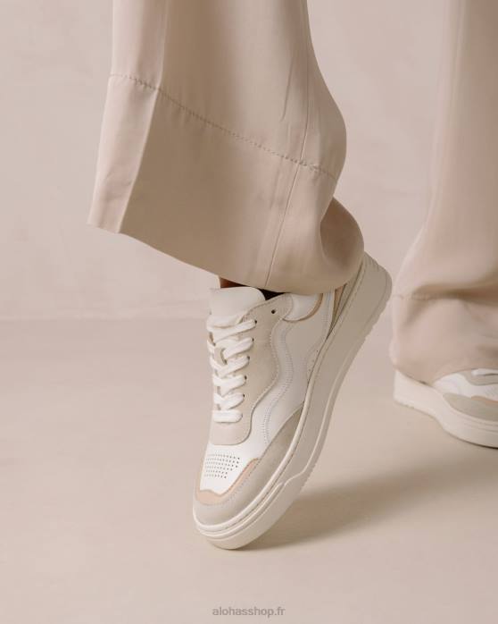 femmes carrière P64N63 Alohas tb.87 - baskets en cuir blanc et beige