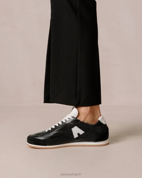 femmes coupure électrique P64N402 Alohas tb.70 - baskets en cuir noir et blanc