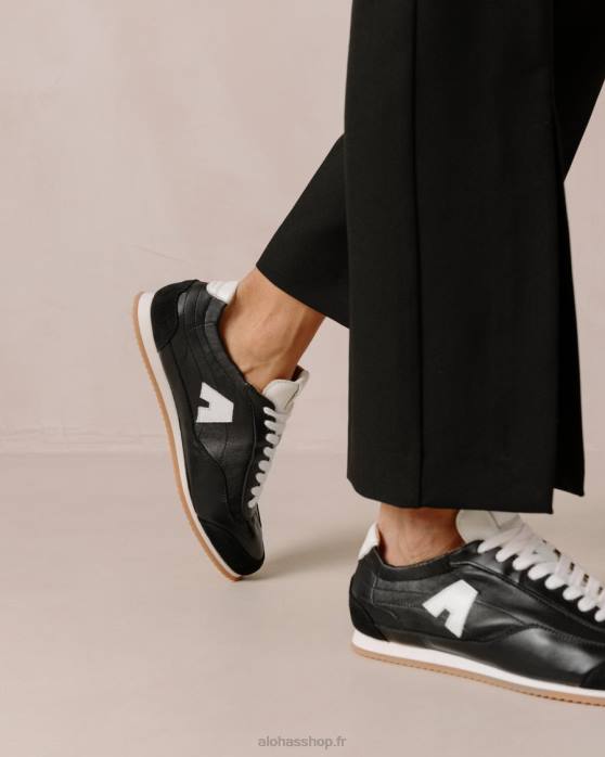 femmes coupure électrique P64N402 Alohas tb.70 - baskets en cuir noir et blanc