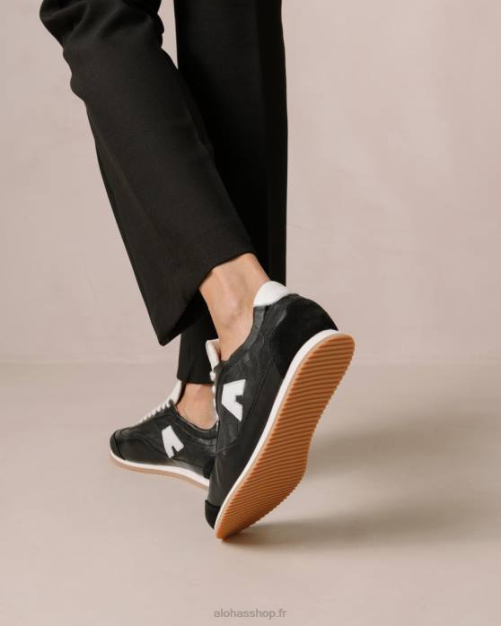 femmes coupure électrique P64N402 Alohas tb.70 - baskets en cuir noir et blanc