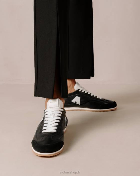 femmes coupure électrique P64N402 Alohas tb.70 - baskets en cuir noir et blanc