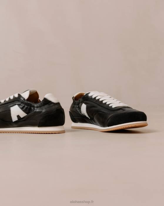 femmes coupure électrique P64N402 Alohas tb.70 - baskets en cuir noir et blanc