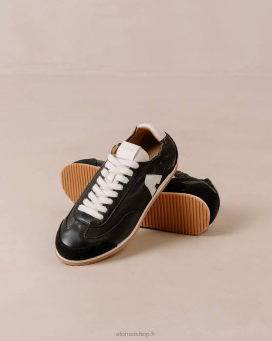 femmes coupure électrique P64N402 Alohas tb.70 - baskets en cuir noir et blanc