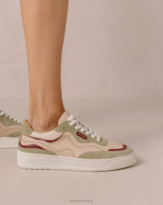 femmes marante P64N69 Alohas tb.87 - sneakers en cuir beige et vert