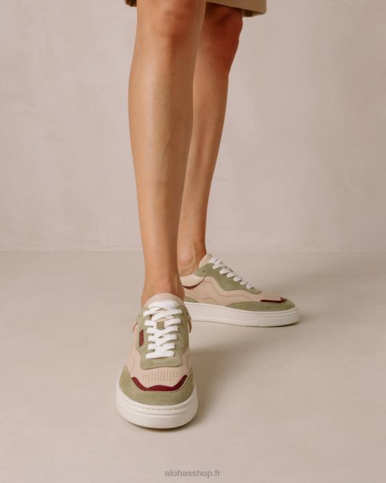 femmes marante P64N69 Alohas tb.87 - sneakers en cuir beige et vert