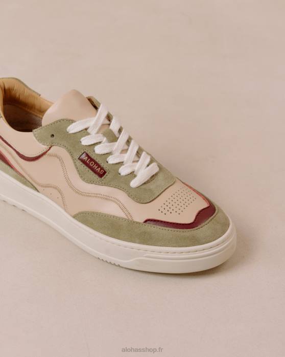 femmes marante P64N69 Alohas tb.87 - sneakers en cuir beige et vert