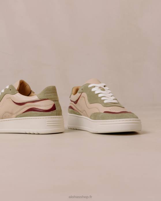 femmes marante P64N69 Alohas tb.87 - sneakers en cuir beige et vert