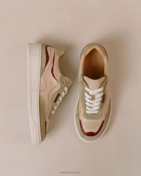 femmes marante P64N69 Alohas tb.87 - sneakers en cuir beige et vert