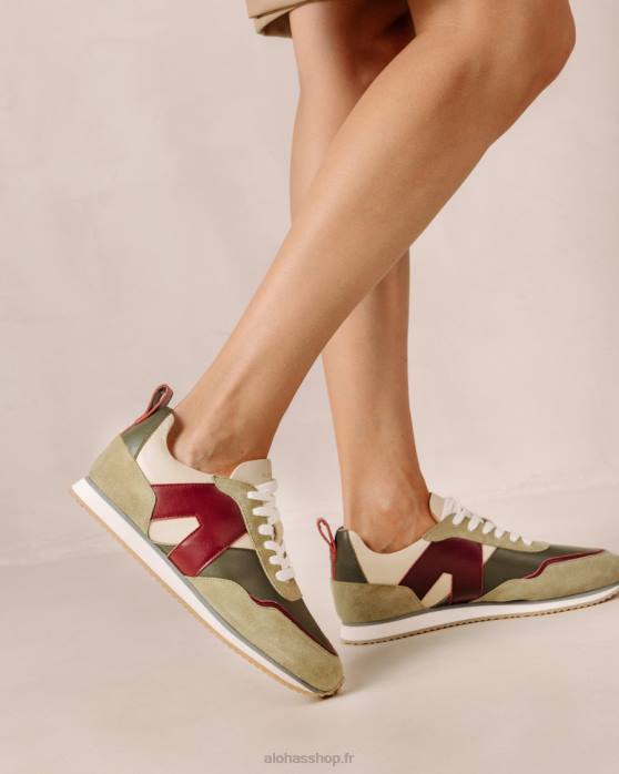 femmes marante P64N75 Alohas tb.015 - baskets en cuir rouge et vert