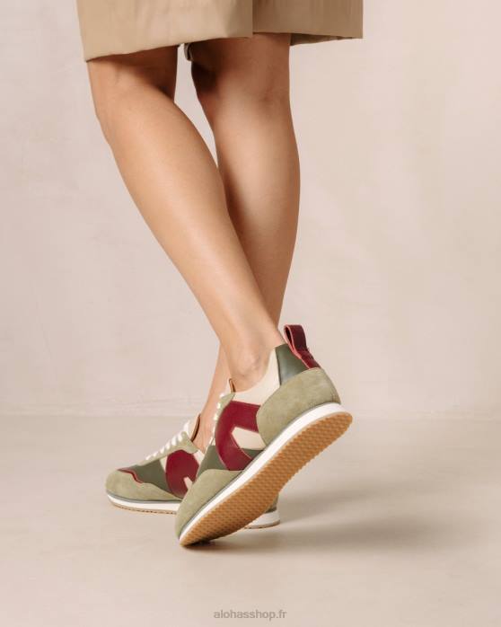 femmes marante P64N75 Alohas tb.015 - baskets en cuir rouge et vert
