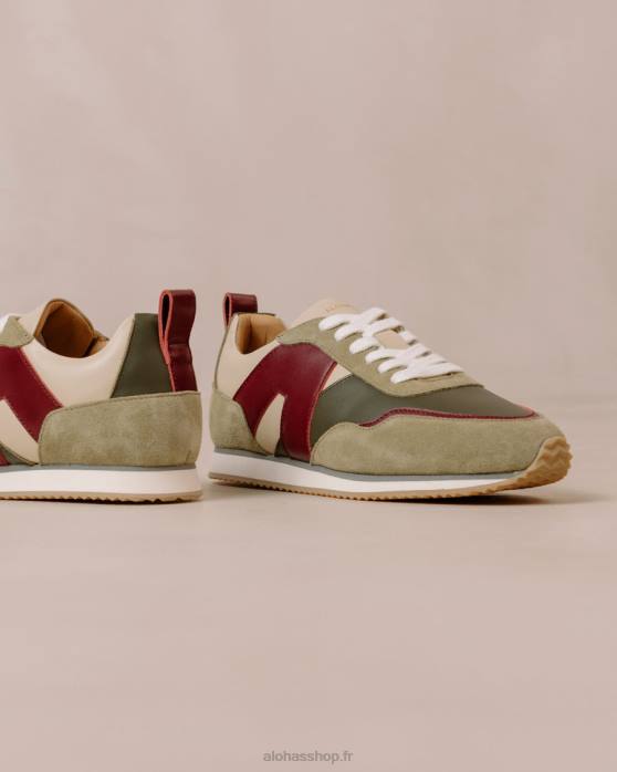femmes marante P64N75 Alohas tb.015 - baskets en cuir rouge et vert