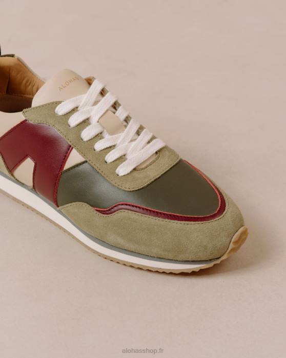 femmes marante P64N75 Alohas tb.015 - baskets en cuir rouge et vert