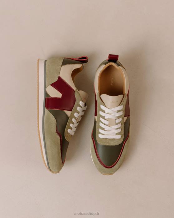 femmes marante P64N75 Alohas tb.015 - baskets en cuir rouge et vert