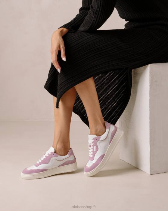 femmes mauve blanc brillant P64N71 Alohas tb.87 - baskets en cuir blanc et violet