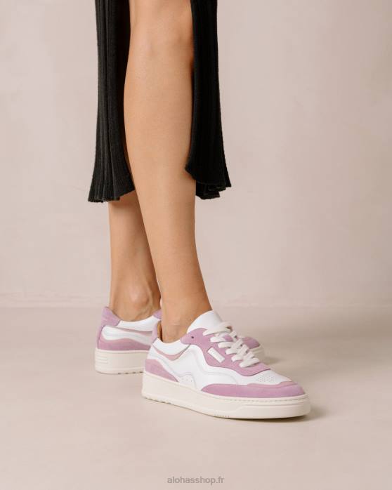femmes mauve blanc brillant P64N71 Alohas tb.87 - baskets en cuir blanc et violet