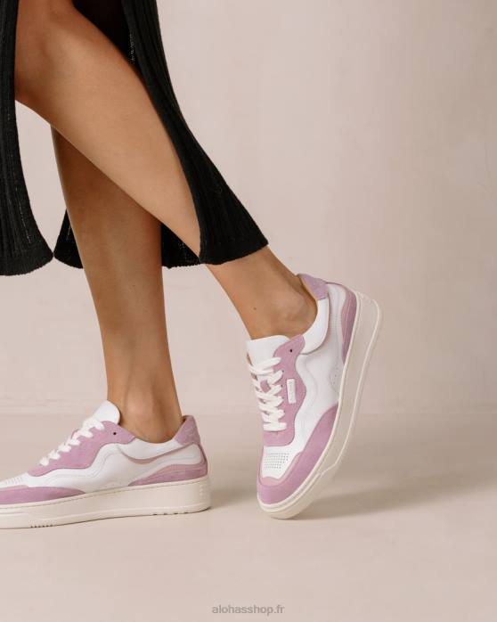 femmes mauve blanc brillant P64N71 Alohas tb.87 - baskets en cuir blanc et violet