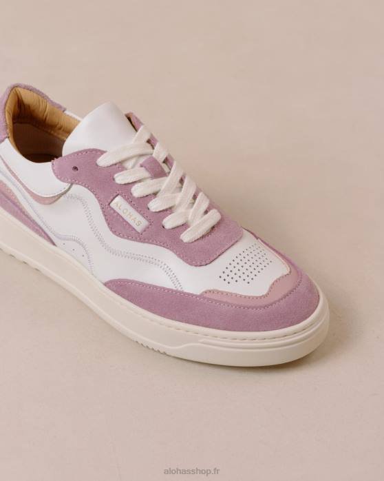 femmes mauve blanc brillant P64N71 Alohas tb.87 - baskets en cuir blanc et violet