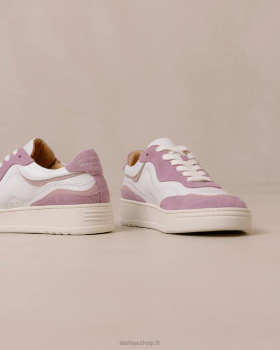 femmes mauve blanc brillant P64N71 Alohas tb.87 - baskets en cuir blanc et violet