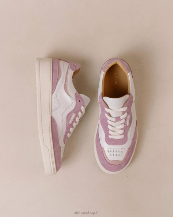femmes mauve blanc brillant P64N71 Alohas tb.87 - baskets en cuir blanc et violet