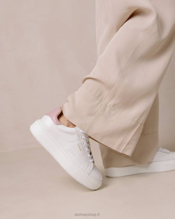 femmes mauve blanc brillant P64N93 Alohas tb.65 - baskets en cuir blanc et violet