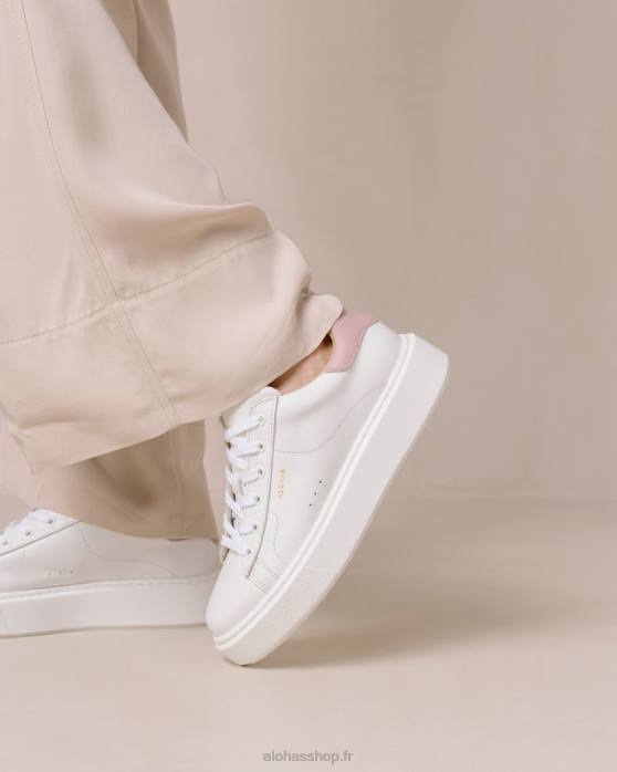 femmes mauve blanc brillant P64N93 Alohas tb.65 - baskets en cuir blanc et violet