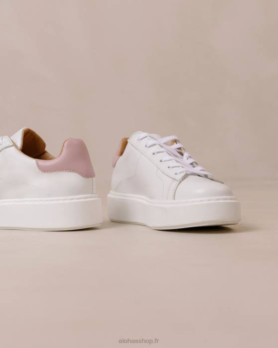 femmes mauve blanc brillant P64N93 Alohas tb.65 - baskets en cuir blanc et violet