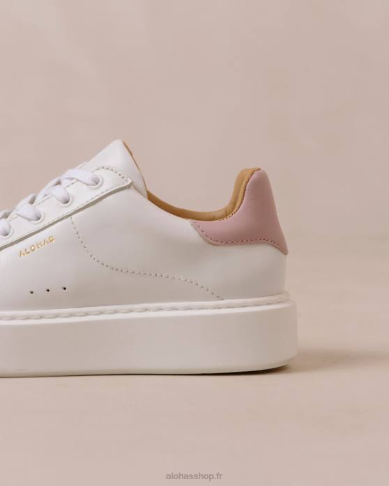 femmes mauve blanc brillant P64N93 Alohas tb.65 - baskets en cuir blanc et violet