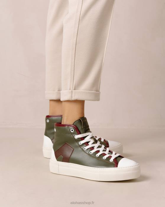 femmes montagne P64N264 Alohas tb.35 - baskets en cuir rouge et vert
