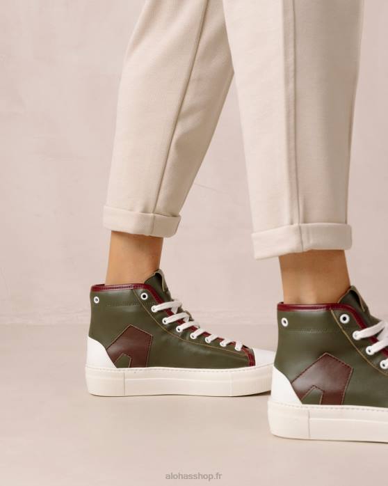 femmes montagne P64N264 Alohas tb.35 - baskets en cuir rouge et vert