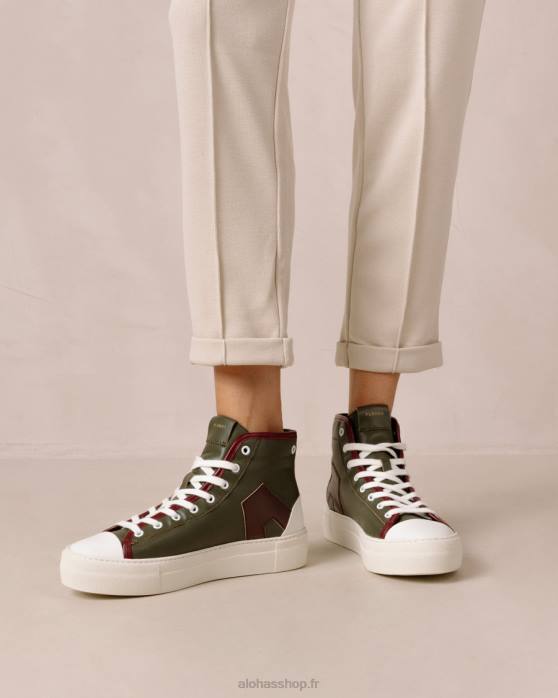 femmes montagne P64N264 Alohas tb.35 - baskets en cuir rouge et vert