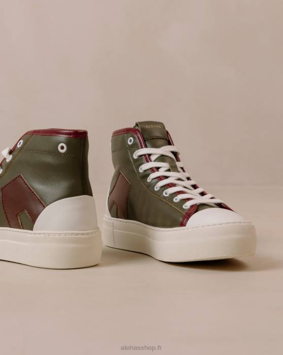 femmes montagne P64N264 Alohas tb.35 - baskets en cuir rouge et vert