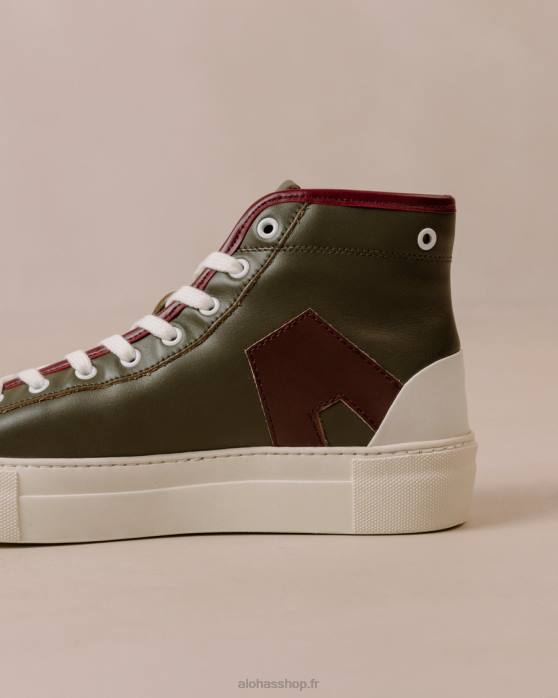 femmes montagne P64N264 Alohas tb.35 - baskets en cuir rouge et vert
